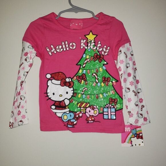HELLOT KITTY CHRISTMAS GRAPHIC LONG SLEEVE TEE 3T - Picture 1 of 4